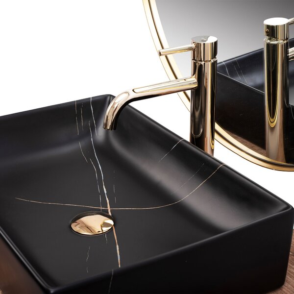 Lavoar pe blat Rea Inga Black Marble Mat
