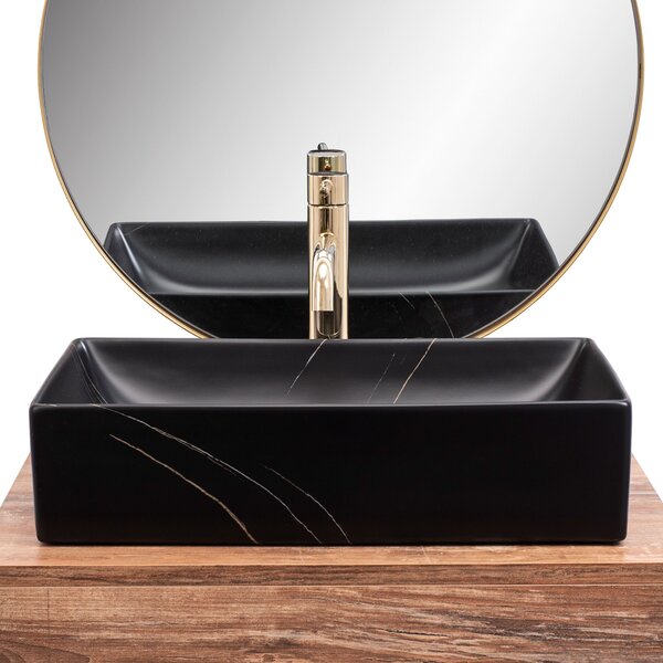 Lavoar pe blat Rea Inga Black Marble Mat