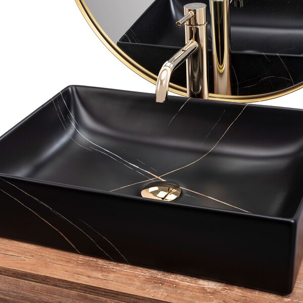 Lavoar pe blat Rea Inga Black Marble Mat