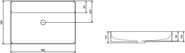 Excellent Rima 2.0 lavoar 60x40 cm dreptunghiular de blat alb luciu CEEX.4902.600.WH