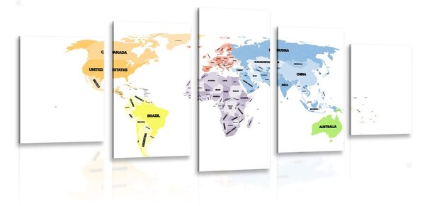 Tablou 5-piese harta lumii originală