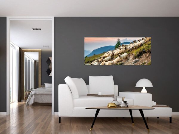Tablou - O turmă de oi (120x50 cm)