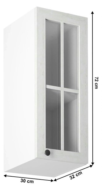 Dulap superior cu sticlă G30S, model dreapta, alb/pin Andersen, PROVEN