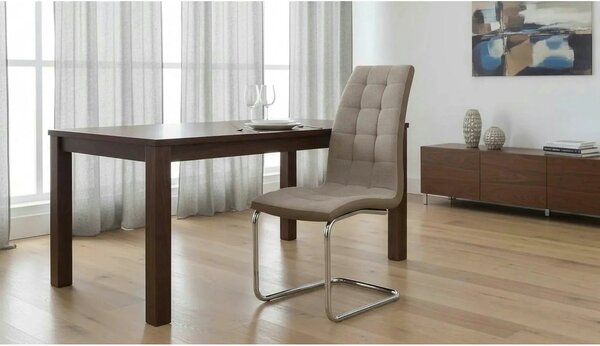 Scaun SALOMA NEW, bej/crom, textil/piele ecologica/metal, 42x57x105 cm