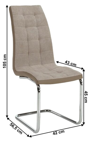Scaun SALOMA NEW, bej/crom, textil/piele ecologica/metal, 42x57x105 cm