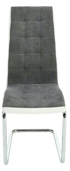 Scaun SALOMA NEW, gri/alb/crom, stofa clasica/piele ecologica/metal, 4