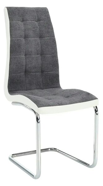 Scaun SALOMA NEW, gri/alb/crom, stofa clasica/piele ecologica/metal, 4
