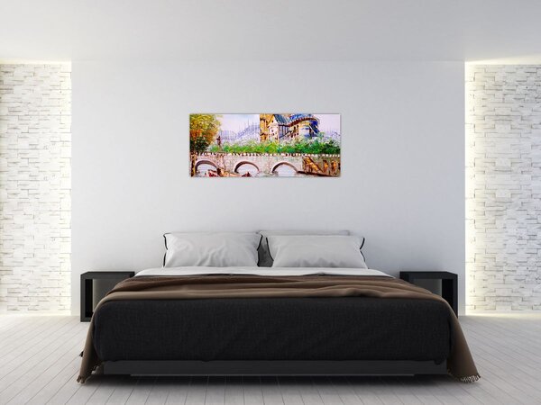 Tablou - Pictură în ulei a orașului (120x50 cm)