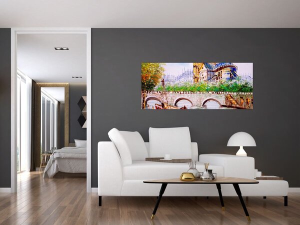 Tablou - Pictură în ulei a orașului (120x50 cm)