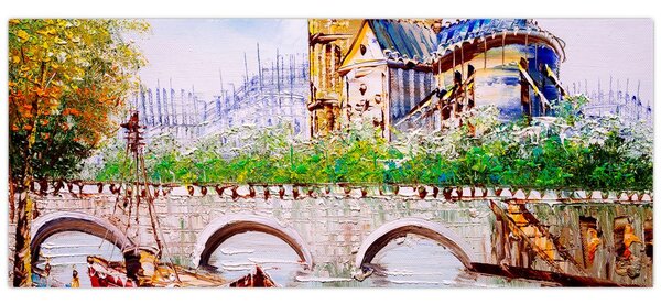 Tablou - Pictură în ulei a orașului (120x50 cm)