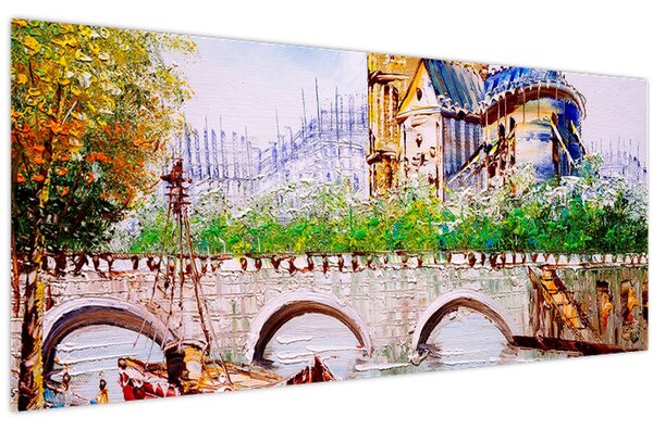 Tablou - Pictură în ulei a orașului (120x50 cm)