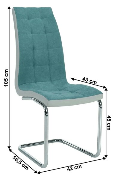 Scaun bucatarie SALOMA NEW, textil/piele ecologica/metal, mentol/gri/c