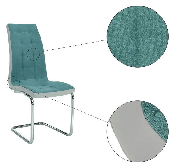 Scaun bucatarie SALOMA NEW, textil/piele ecologica/metal, mentol/gri/c