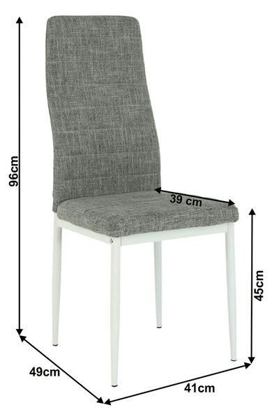 Scaun COLETA NOVA, gri/alb, textil/metal, 41x49x96 cm
