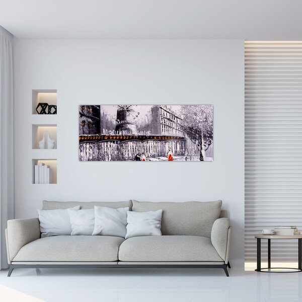 Tablou - Pictură în ulei a orașului II. (120x50 cm)
