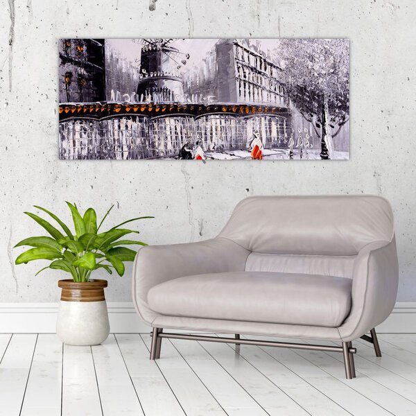 Tablou - Pictură în ulei a orașului II. (120x50 cm)