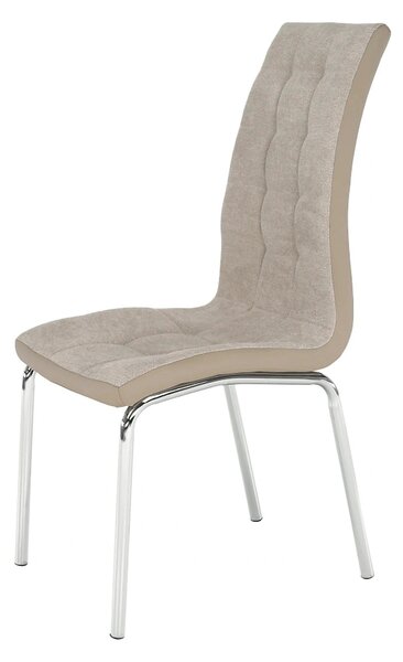 Scaun dining GERDA NEW, bej/crom, textil/piele ecologica/metal, 42x58x