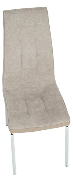 Scaun dining GERDA NEW, bej/crom, textil/piele ecologica/metal, 42x58x