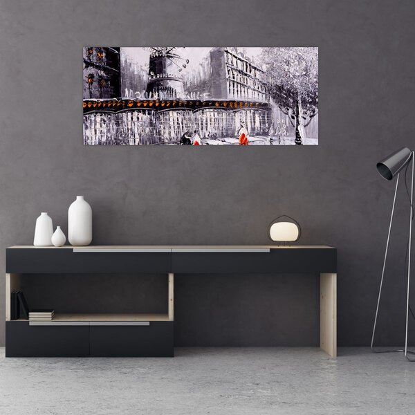 Tablou - Pictură în ulei a orașului II. (120x50 cm)