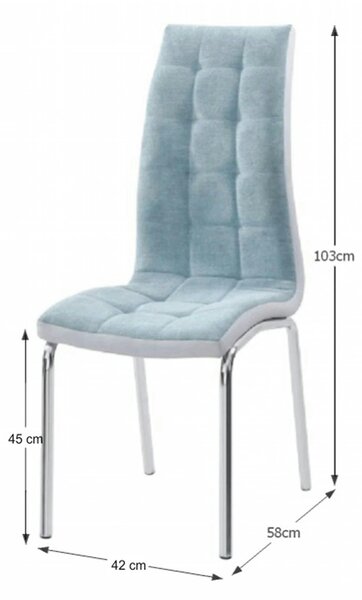Scaun bucatarie GERDA NEW, mentol/gri/crom, textil/piele ecologica/met