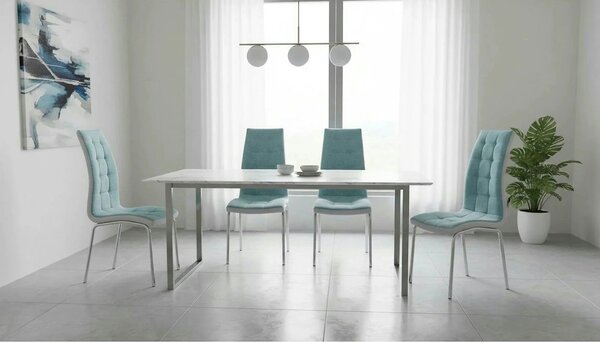 Scaun bucatarie GERDA NEW, mentol/gri/crom, textil/piele ecologica/met