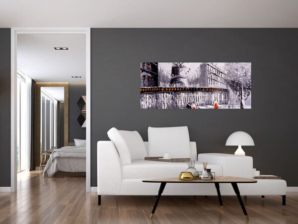 Tablou - Pictură în ulei a orașului II. (120x50 cm)