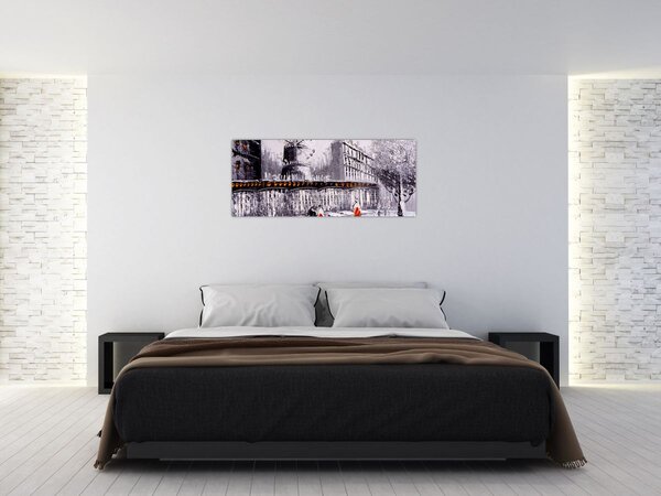 Tablou - Pictură în ulei a orașului II. (120x50 cm)