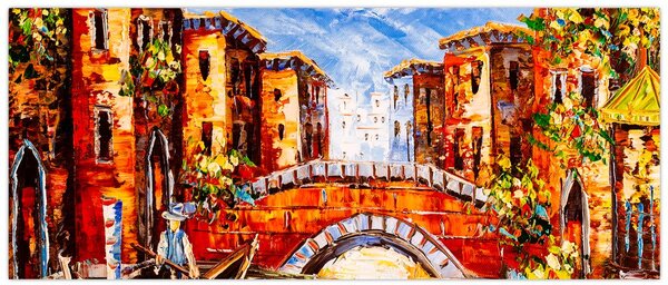 Tablou - Pictură în ulei a orașului III. (120x50 cm)
