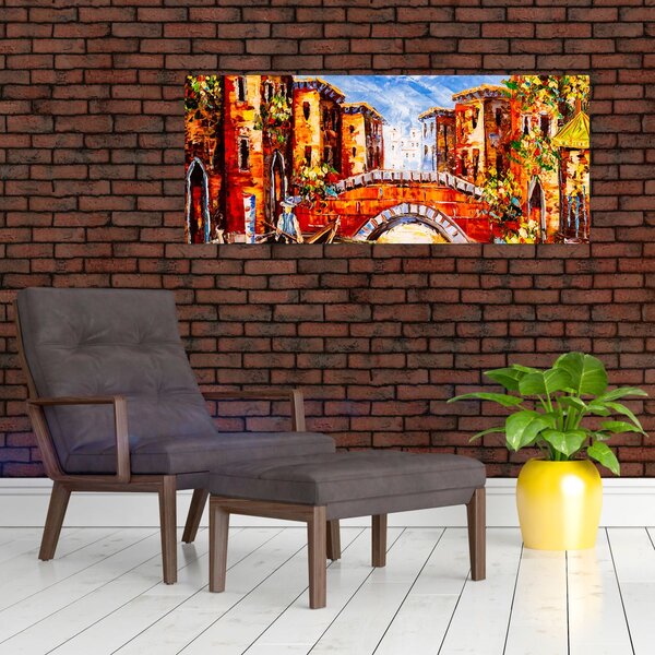 Tablou - Pictură în ulei a orașului III. (120x50 cm)