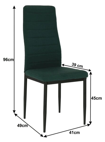 Scaun COLETA NOVA, smarald/negru, textil/metal, 41x49x96 cm