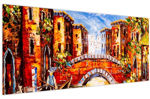 Tablou - Pictură în ulei a orașului III. (120x50 cm)