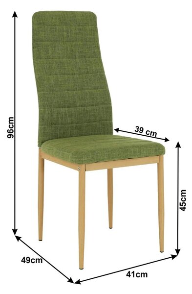 Scaun COLETA NOVA, verde/fag, stofa clasica/metal, 41x49x96 cm