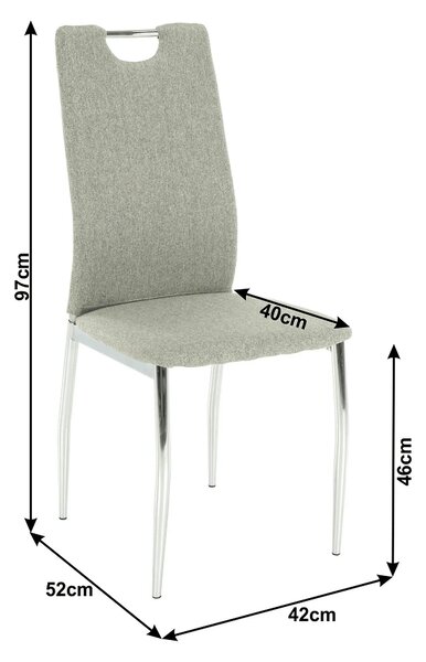 Scaun bucatarie OLIVA NEW, bej/crom, textil/metal, 42x52x97 cm