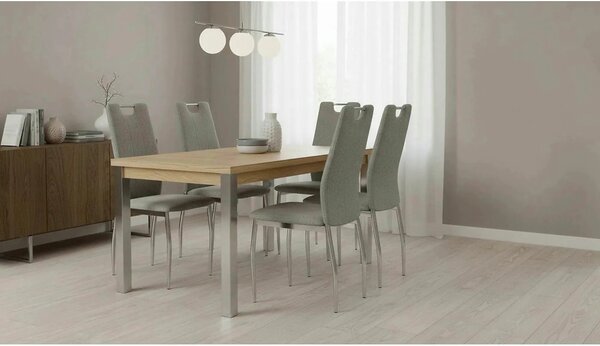 Scaun bucatarie OLIVA NEW, bej/crom, textil/metal, 42x52x97 cm