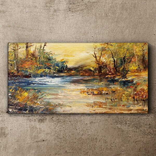 Tablou canvas Lac de pădure abstract