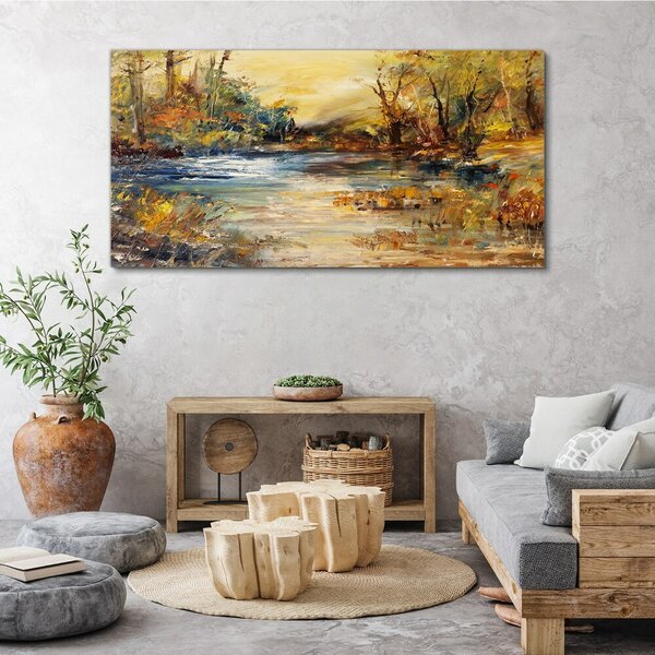 Tablou canvas Lac de pădure abstract