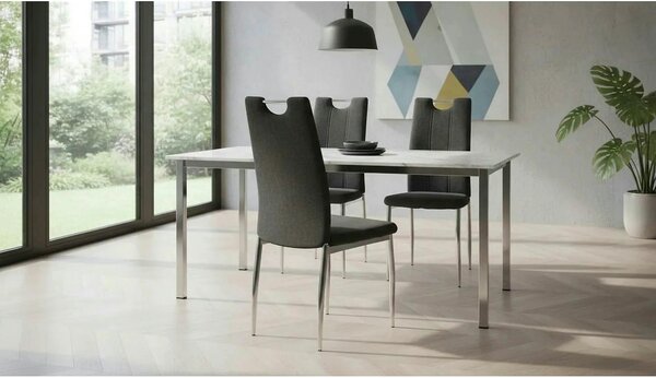 Scaun OLIVA NEW, gri maroniu/crom, textil/metal, 42x52x97 cm