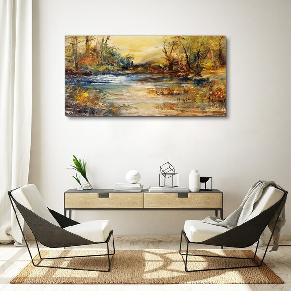 Tablou canvas Lac de pădure abstract