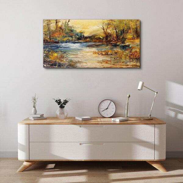 Tablou canvas Lac de pădure abstract