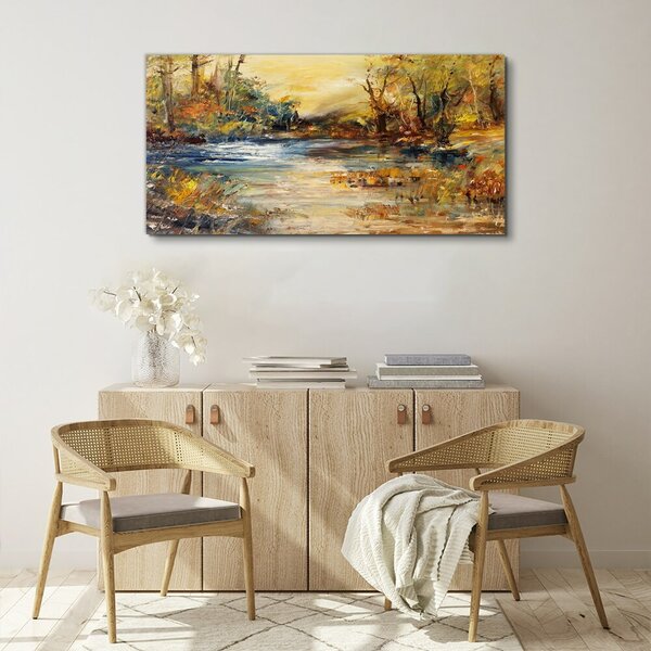 Tablou canvas Lac de pădure abstract