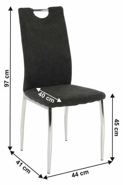 Scaun OLIVA NEW, gri maroniu/crom, textil/metal, 42x52x97 cm