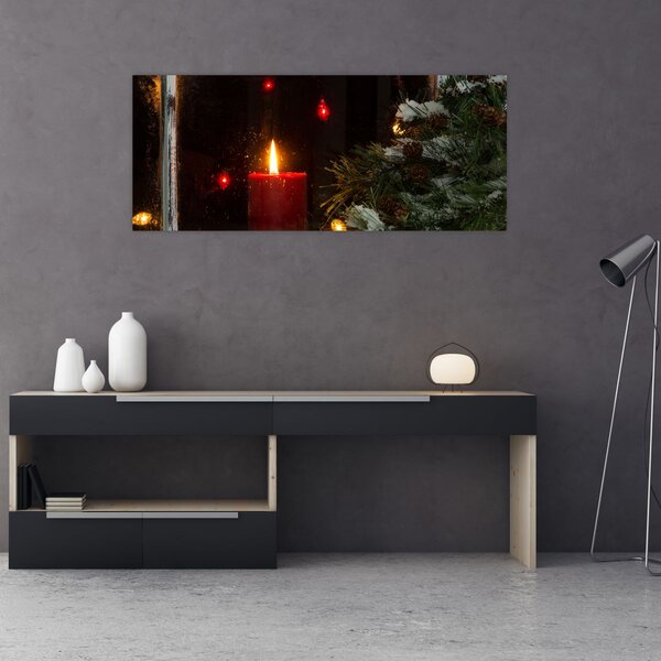 Tablou - Lumânare strălucitoare de Crăciun (120x50 cm)