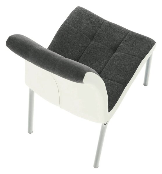 Scaun bucatarie GERDA NEW, gri inchis/alb, piele ecologica/metal, 42x5
