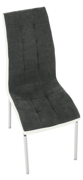 Scaun bucatarie GERDA NEW, gri inchis/alb, piele ecologica/metal, 42x5