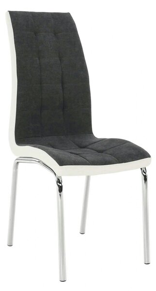 Scaun bucatarie GERDA NEW, gri inchis/alb, piele ecologica/metal, 42x5