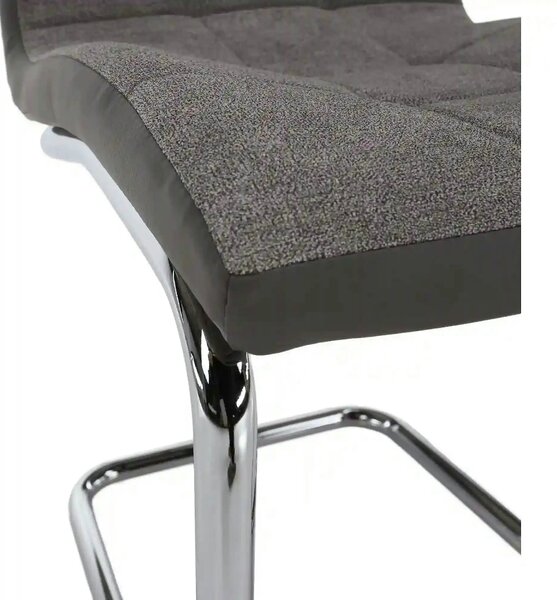 Scaun SALOMA NEW, gri, stofa clasica/pielele ecologica/metal, 42x56.5x