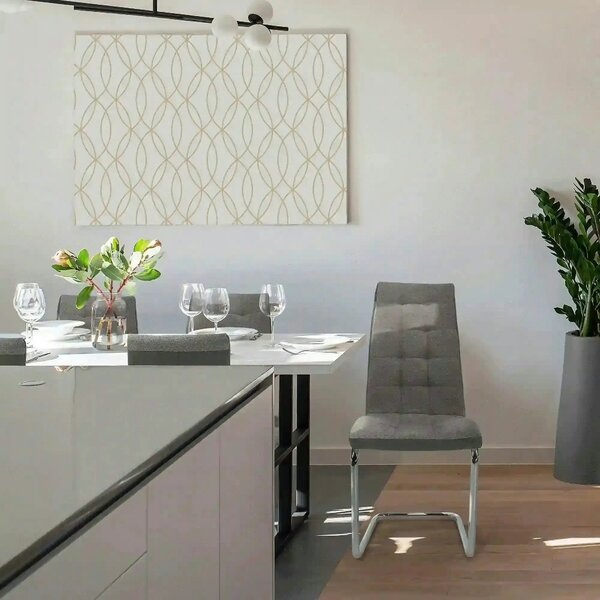 Scaun SALOMA NEW, gri, stofa clasica/pielele ecologica/metal, 42x56.5x