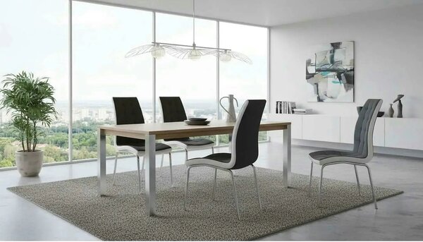 Scaun bucatarie GERDA NEW, gri inchis/alb, piele ecologica/metal, 42x5