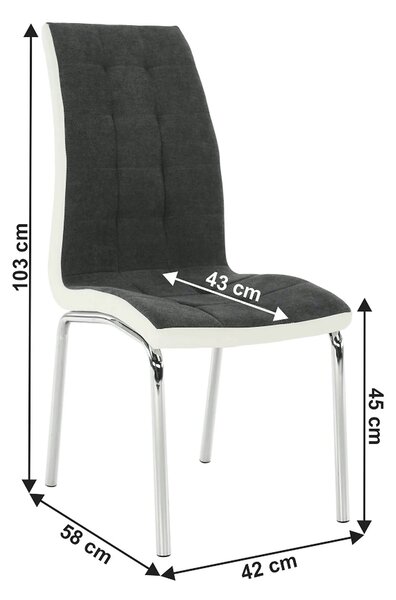 Scaun bucatarie GERDA NEW, gri inchis/alb, piele ecologica/metal, 42x5