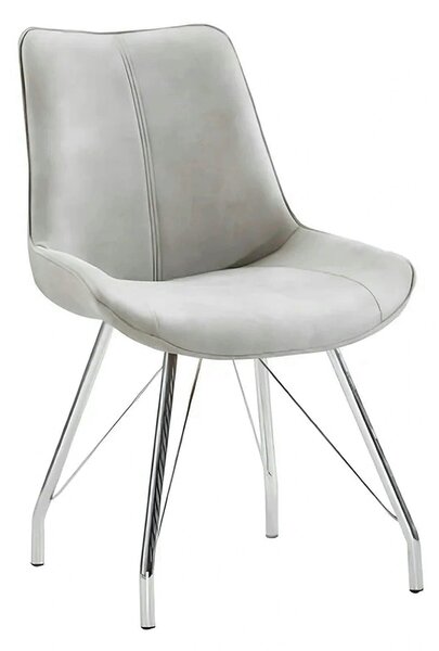 Scaun MADORA, gri/crom, textil cu efect de piele intoarsa/metal, 54x60